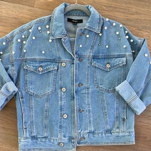 NWT Denim studs & pearls jacket